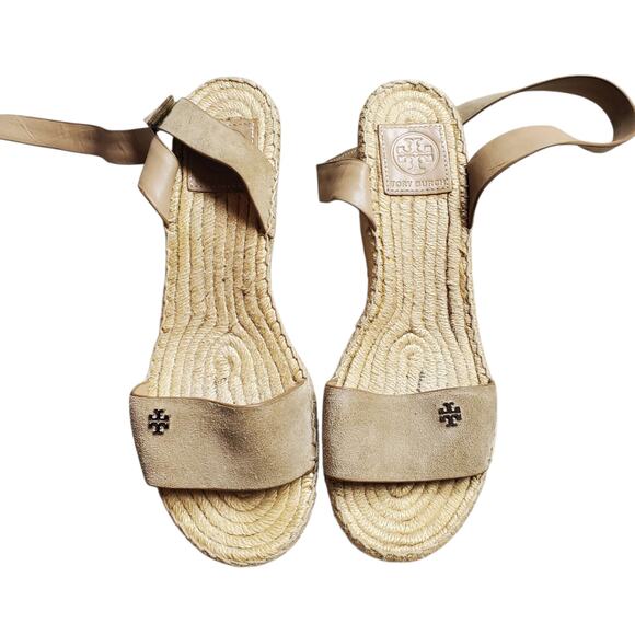 Tory Burch Bima 2 Espardilles Wedge Sandals Tan - Size 8 - Picture 8 of 9